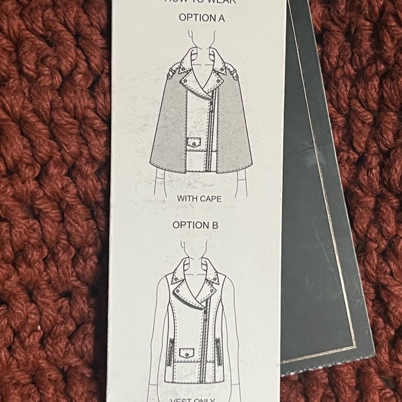 BCBG MAXAZRIA black leather vest and cape size x small - Picture 7 of 7